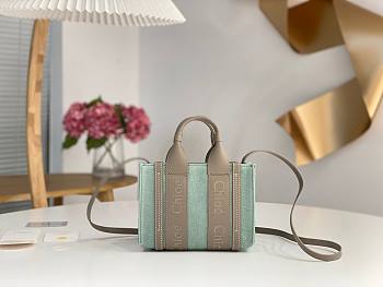 Okify Chloe Mini Woody Tote Bag In Light Blue 20x14x6cm