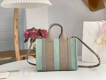 Okify Chloe Small Woody Tote Bag In Light Blue 26.5x20x8cm