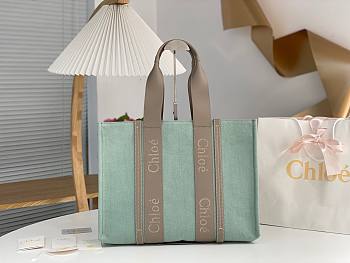 Okify Chloe Large Woody Tote Bag In Light Blue 45x33x13cm