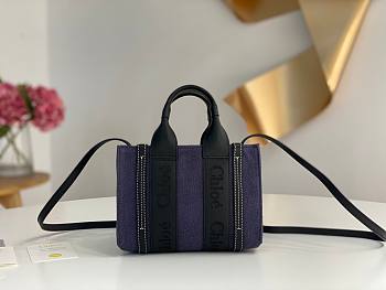 Okify Chloe Mini Woody Tote Bag In Dark Purple 20x14x6cm