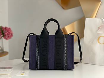 Okify Chloe Small Woody Tote Bag In Dark Purple 26.5x20x8cm