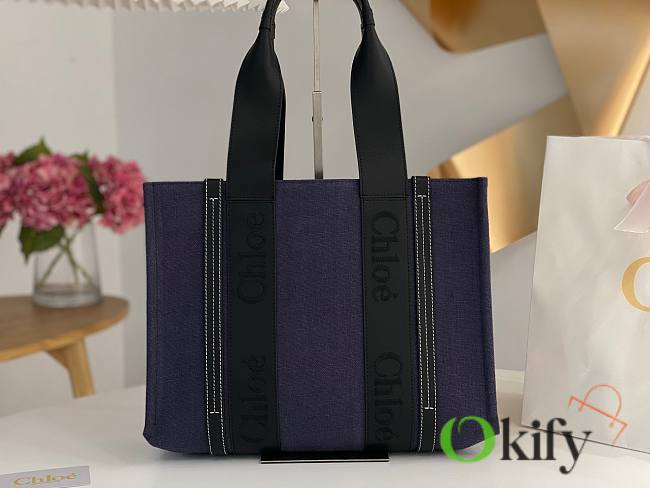 Okify Chloe Medium Woody Tote Bag In Dark Purple 37x26x12cm - 1