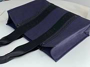 Okify Chloe Large Woody Tote Bag In Dark Blue 45x33x13cm - 2