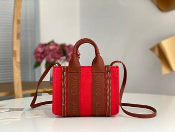 Okify Chloe Mini Woody Tote Bag In Red 20x14x6cm
