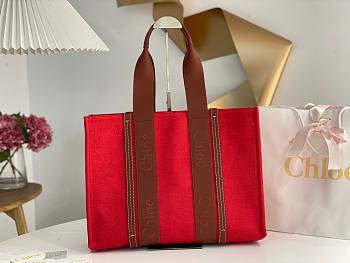 Okify Chloe Small Woody Tote Bag In Red 26.5x20x8cm