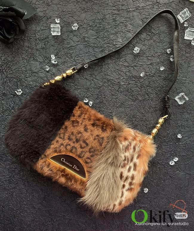 Okify Dior Fur Malicie Leopard Bag 25x15x5cm - 1