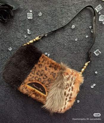 Okify Dior Fur Malicie Leopard Bag 25x15x5cm