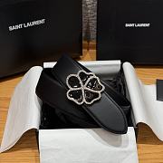 Okify YSL Black Belt With Flower Buckle 4.5cm - 6