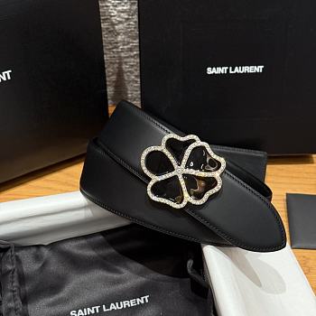 Okify YSL Black Belt With Flower Buckle 4.5cm