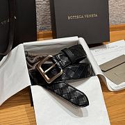 Okify Bottega Veneta Intrecciato Black Belt With Silver Hardware 3.5cm - 5