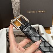 Okify Bottega Veneta Intrecciato Black Belt With Silver Hardware 3.5cm - 3