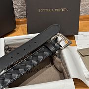 Okify Bottega Veneta Intrecciato Black Belt With Silver Hardware 3.5cm - 2