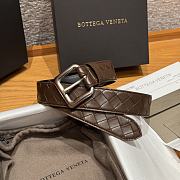 Okify Bottega Veneta Intrecciato Brown Belt With Silver Hardware 3.5cm - 6
