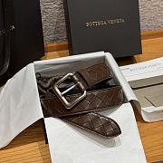 Okify Bottega Veneta Intrecciato Brown Belt With Silver Hardware 3.5cm - 4