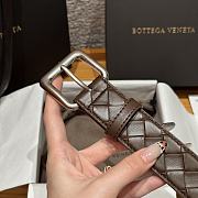 Okify Bottega Veneta Intrecciato Brown Belt With Silver Hardware 3.5cm - 3