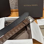 Okify Bottega Veneta Intrecciato Brown Belt With Silver Hardware 3.5cm - 2