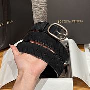 Okify Bottega Veneta Intrecciato Black Suede Belt With Silver Hardware 3.5cm - 4