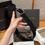 Okify Bottega Veneta Intrecciato Black Suede Belt With Silver Hardware 3.5cm - 3