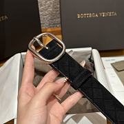 Okify Bottega Veneta Intrecciato Black Suede Belt With Silver Hardware 3.5cm - 6