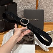 Okify Bottega Veneta Intrecciato Black Suede Belt With Silver Hardware 3.5cm - 5
