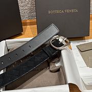 Okify Bottega Veneta Intrecciato Black Suede Belt With Silver Hardware 3.5cm - 2