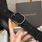 Okify Bottega Veneta Intrecciato Black Suede Belt With Black Hardware 3.5cm - 6