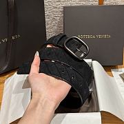 Okify Bottega Veneta Intrecciato Black Suede Belt With Black Hardware 3.5cm - 4