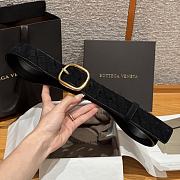 Okify Bottega Veneta Intrecciato Black Suede Belt With Gold Hardware 3.5cm - 2