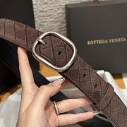 Okify Bottega Veneta Intrecciato Brown Suede Belt With Silver Hardware 3.5cm - 6