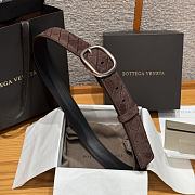 Okify Bottega Veneta Intrecciato Brown Suede Belt With Silver Hardware 3.5cm - 2