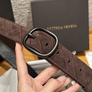 Okify Bottega Veneta Intrecciato Brown Suede Belt With Black Hardware 3.5cm - 4