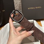 Okify Bottega Veneta Intrecciato Brown Suede Belt With Black Hardware 3.5cm - 3