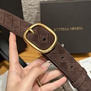 Okify Bottega Veneta Intrecciato Brown Suede Belt With Gold Hardware 3.5cm - 6