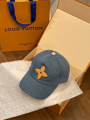 Okify Louis Vuitton Denim Monogram Flower Cap
