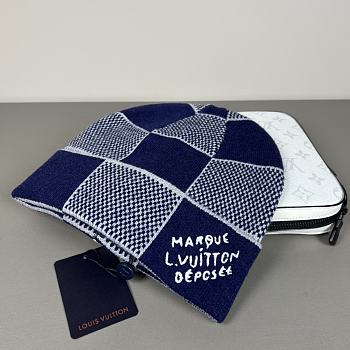 Okify Louis Vuitton Damier Dark Blue Beanie