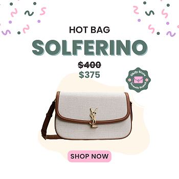 Okify YSL Medium Solferino Bag In White And Brown 29x18x4.9cm