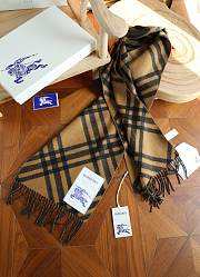 Okify Burberry Cashmere Brown Scarf 168x30cm 25495 - 5