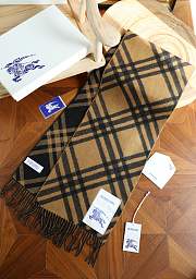 Okify Burberry Cashmere Brown Scarf 168x30cm 25495 - 4