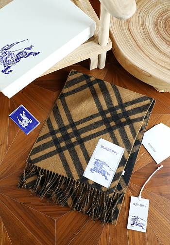 Okify Burberry Cashmere Brown Scarf 168x30cm 25495