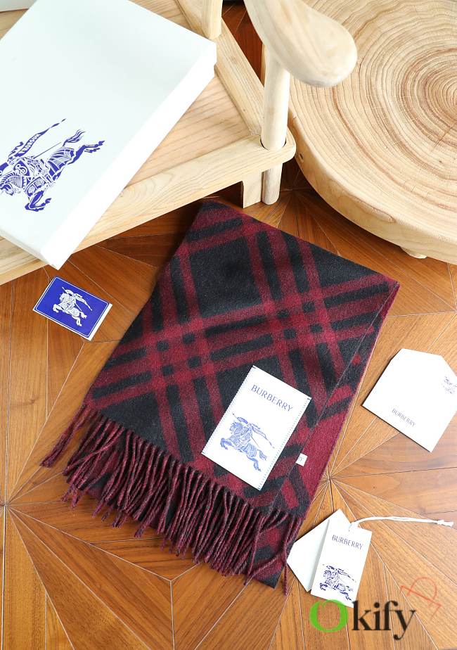 Okify Burberry Cashmere Red Scarf 168x30cm 25496 - 1