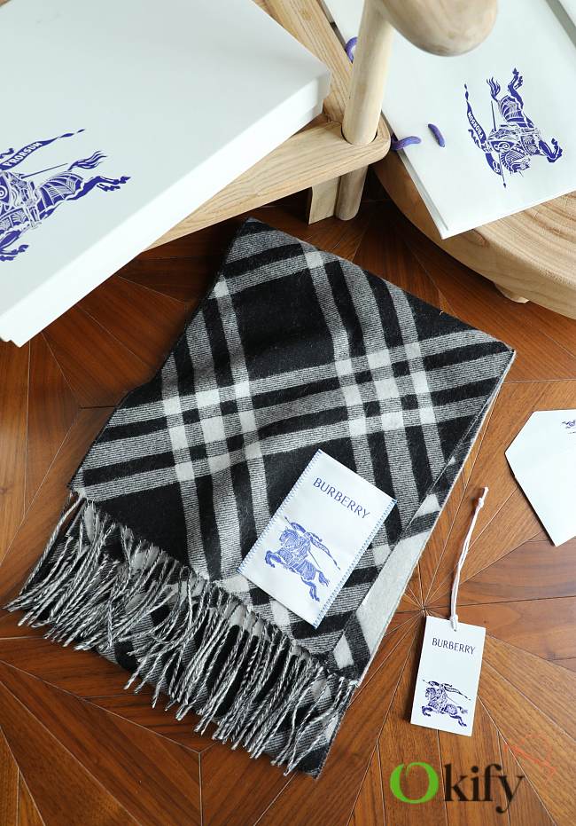 Okify Burberry Cashmere Black Scarf 168x30cm 25497 - 1