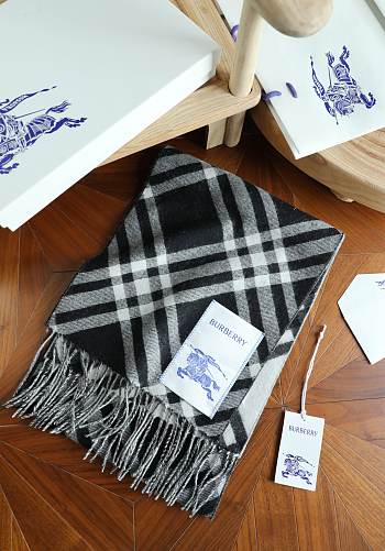 Okify Burberry Cashmere Black Scarf 168x30cm 25497
