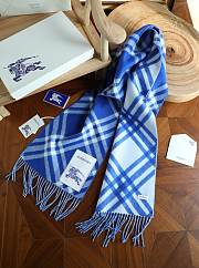 Okify Burberry Cashmere Blue Scarf 168x30cm 25498 - 5
