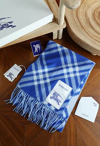 Okify Burberry Cashmere Blue Scarf 168x30cm 25498