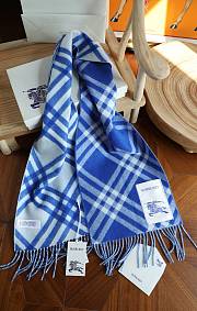 Okify Burberry Cashmere Blue Scarf 168x30cm 25498 - 3