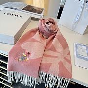 Okify Loewe Pink Cashmere Scarf With Flowers 180x30cm - 5