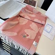 Okify Loewe Pink Cashmere Scarf With Flowers 180x30cm - 4