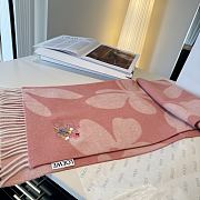 Okify Loewe Pink Cashmere Scarf With Flowers 180x30cm - 2