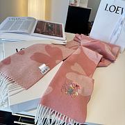Okify Loewe Pink Cashmere Scarf With Flowers 180x30cm - 3