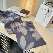 Okify Loewe Blue Cashmere Scarf With Flowers 180x30cm - 2